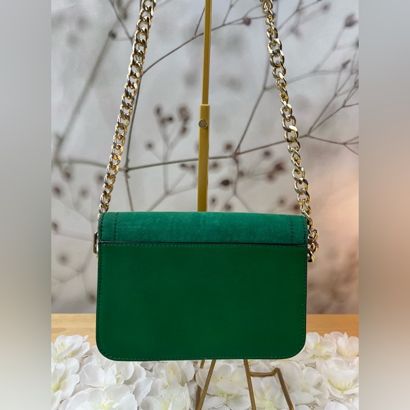 TopShop Green Crossbody Shoulder Bag with Gold Ring Detail - Picture 3 of 12
